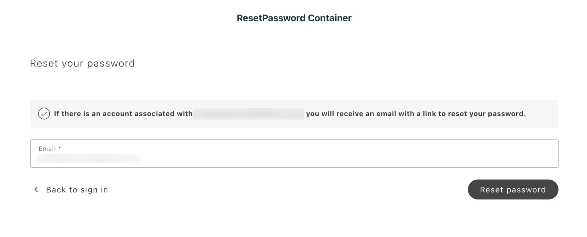 ResetPassword response