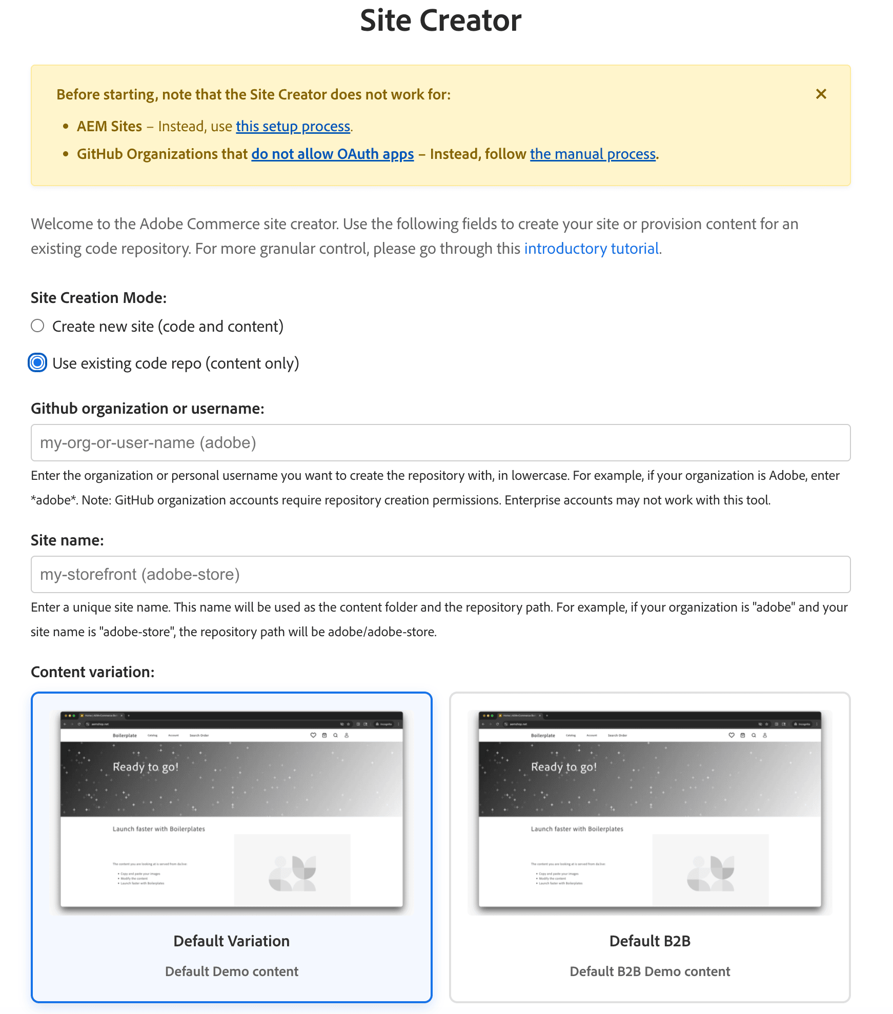Initialize your storefront content