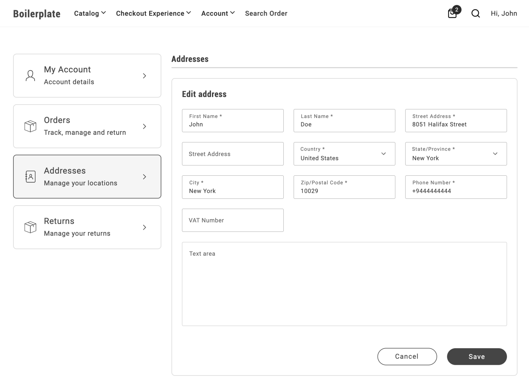 Three column layout with full width text area