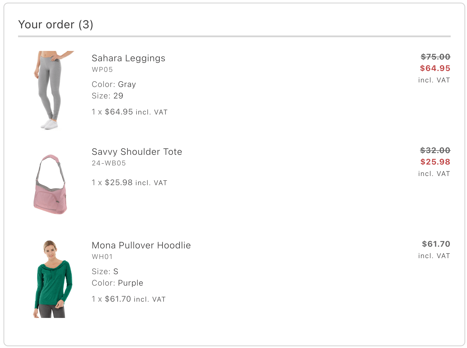 OrderProductList container