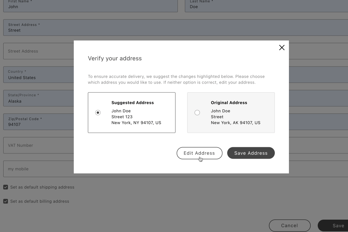 Validate address