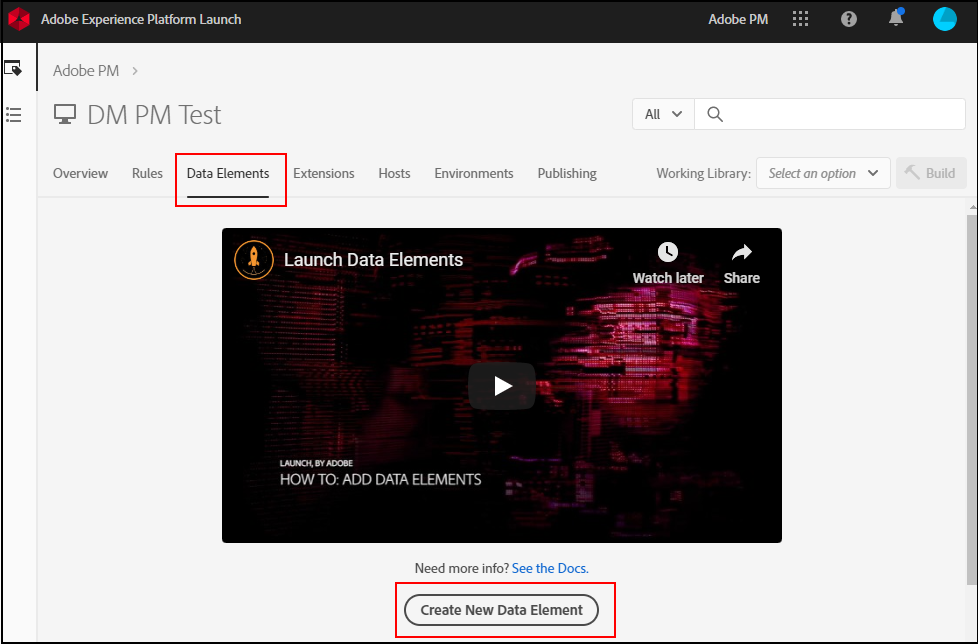 Création d’un élément de données