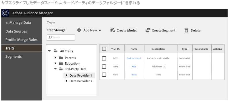 データフィードのサブスクリプションの管理 Adobe Audience Manager