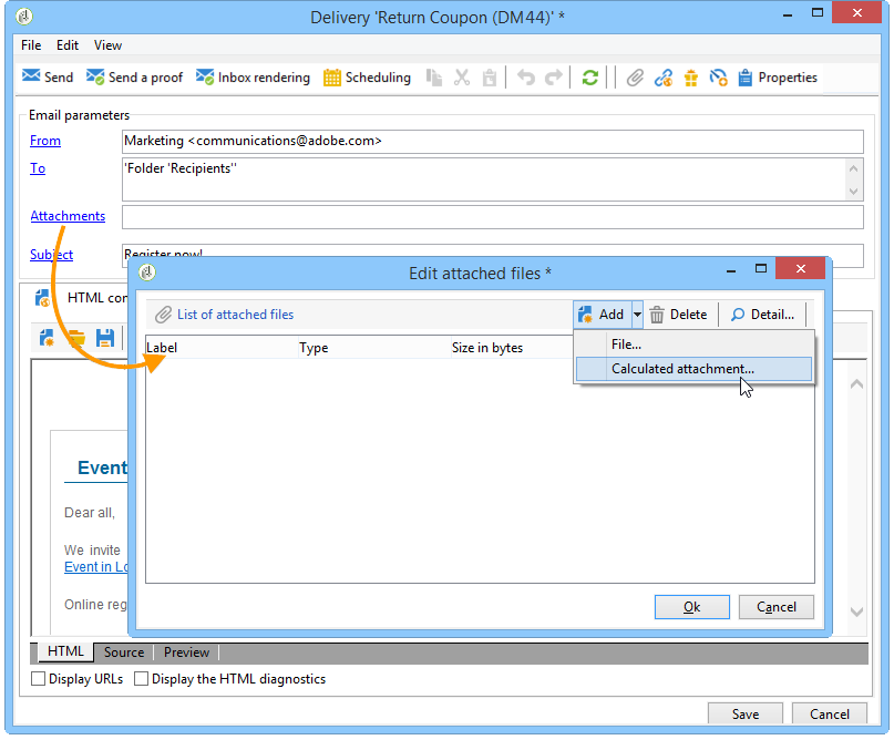 Attaching files | Adobe Campaign