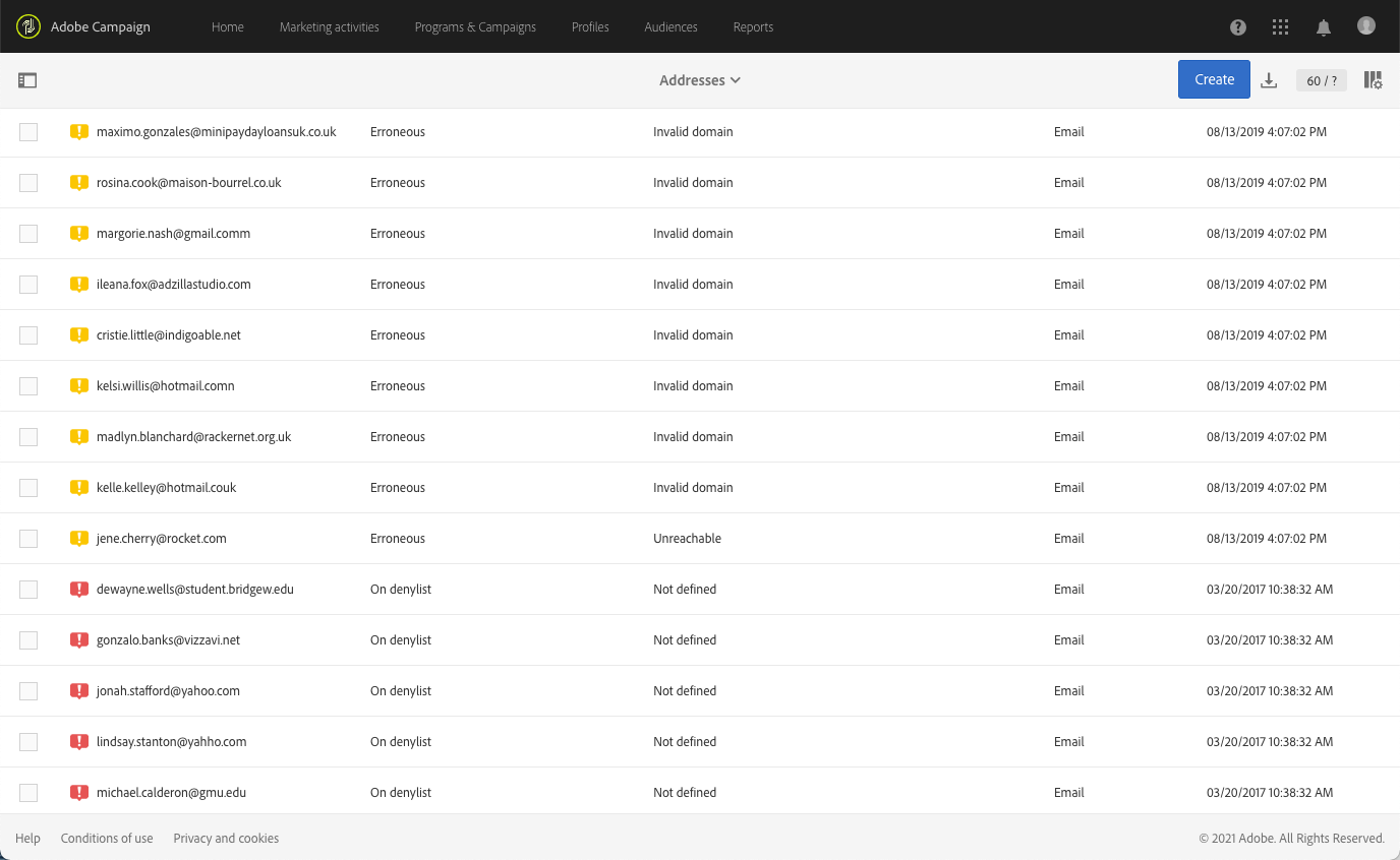 強制隔離管理の理解 Adobe Campaign