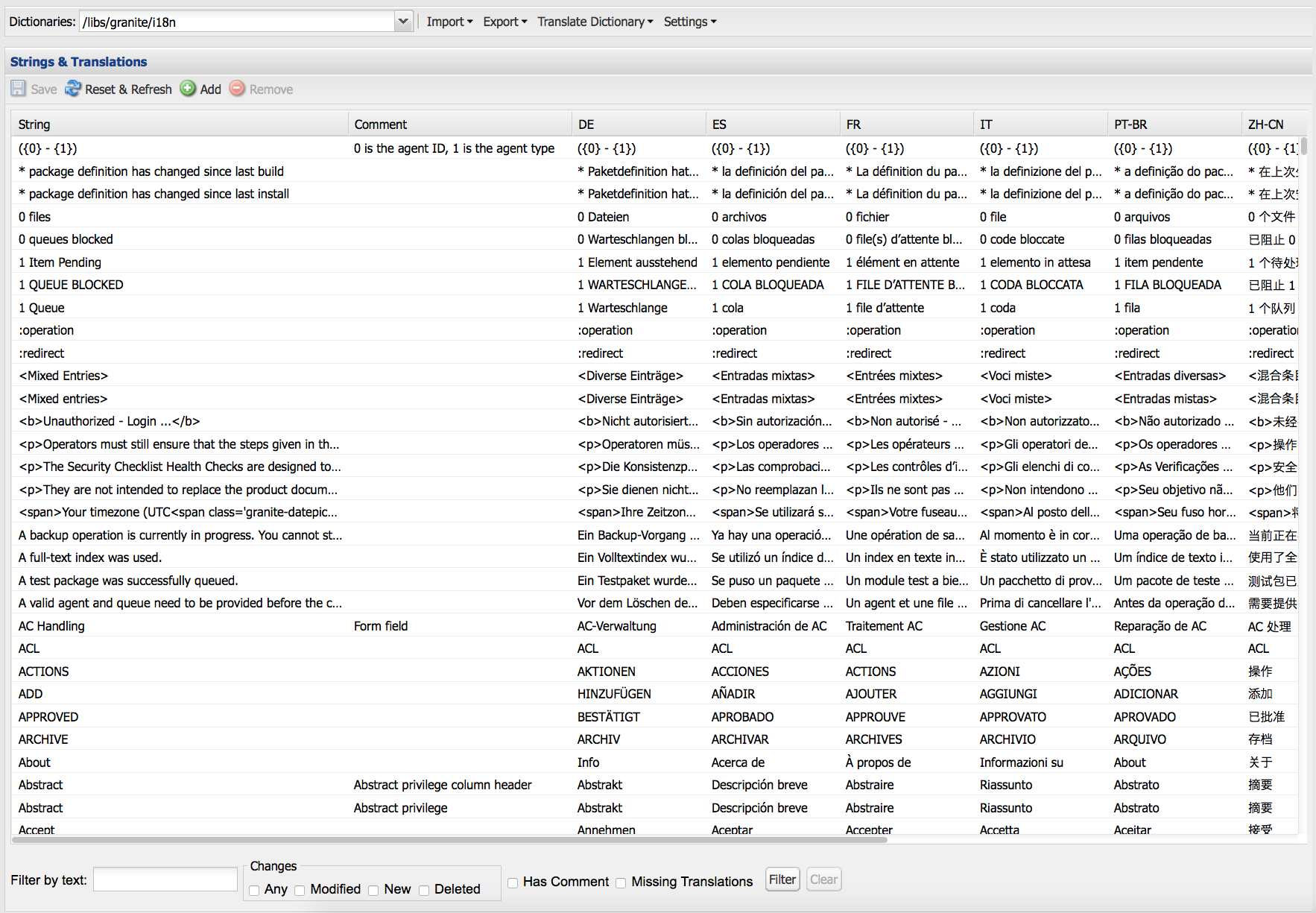 使用翻译器管理字典 Adobe Experience Manager