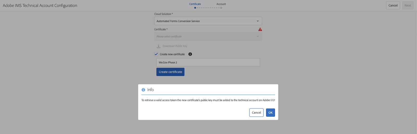 Konfigurera referenswebbplatsen för Web.Gov och We.Finance  Adobe 