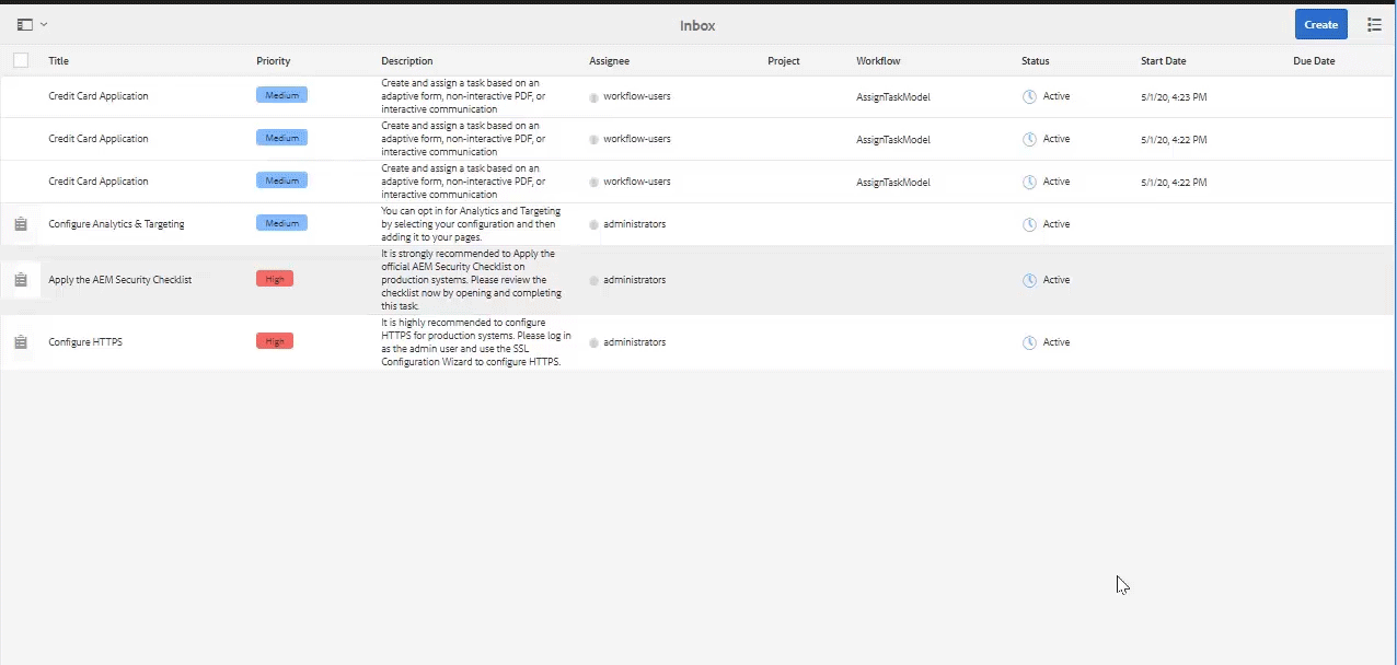 自定義Experience Manager收件箱列