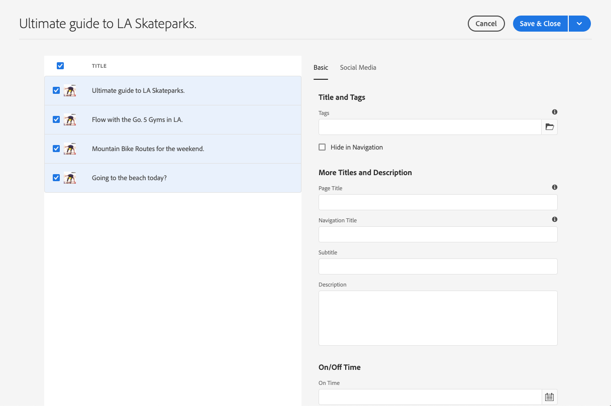 Bulk editing page properties