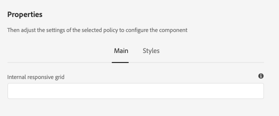 Design dialog of the Content Fragment Component