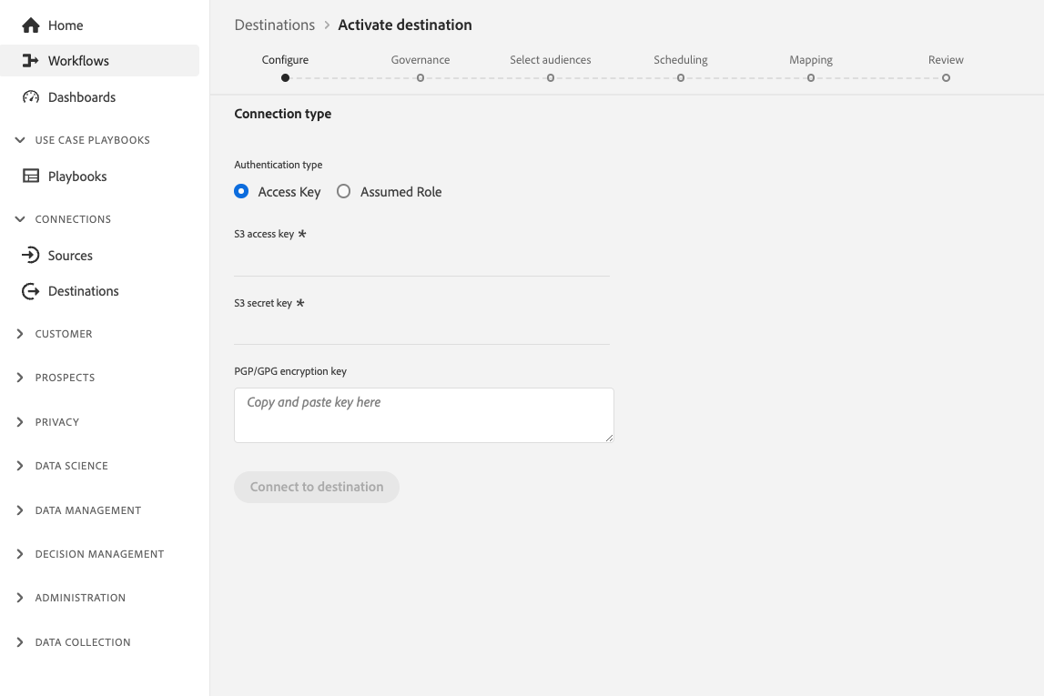 Amazon S3 connection Adobe Experience Platform