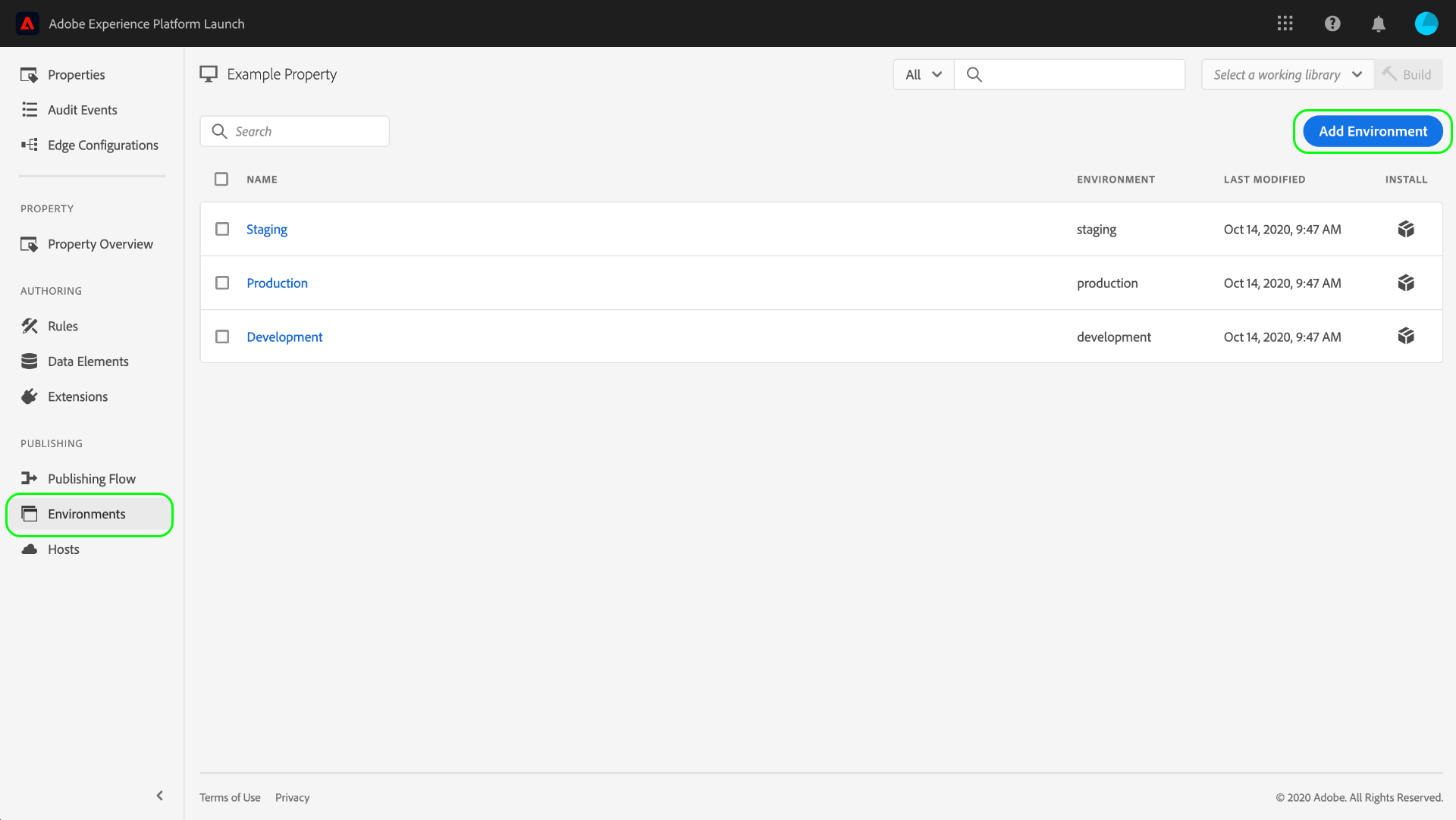環境 Adobe Experience Platform