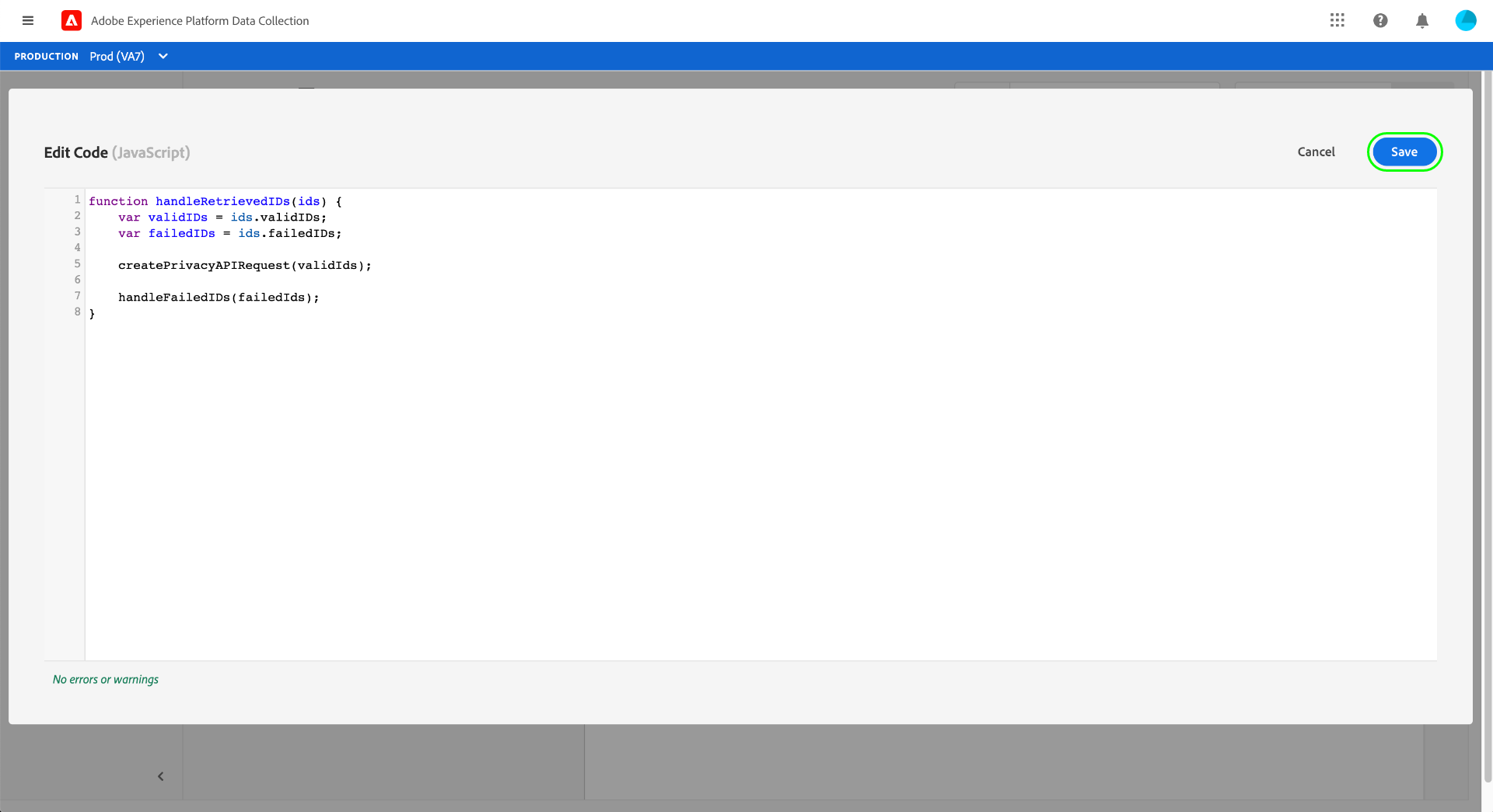 콜백 함수 정의