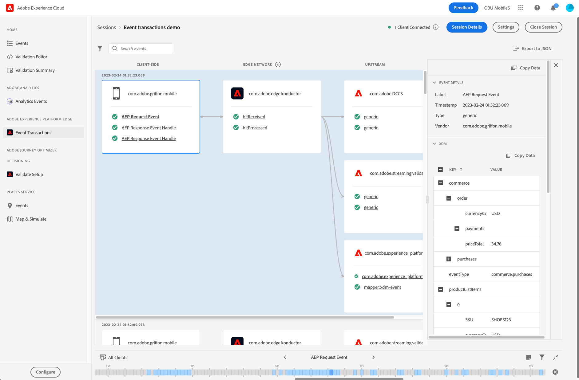 Event Transactions View | Adobe Experience Platform
