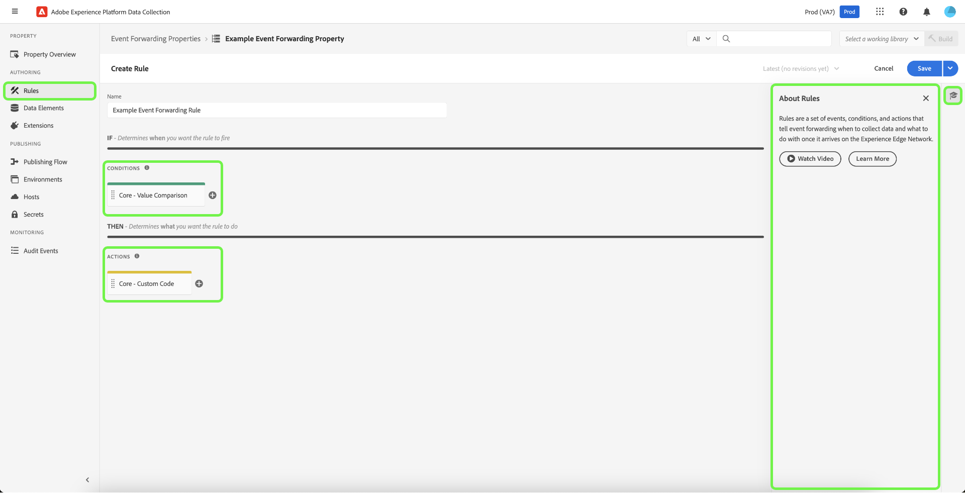 데이터 수집 UI의 이벤트 전달 규칙