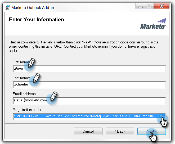 使用註冊碼安裝outlook的marketo Email增益集 Adobe Marketo