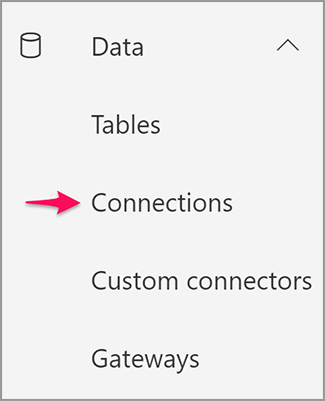 Connections menu in the Microsoft Power Automate site