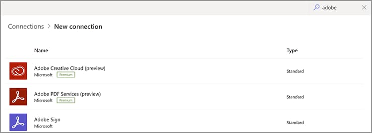 List of Adobe connections