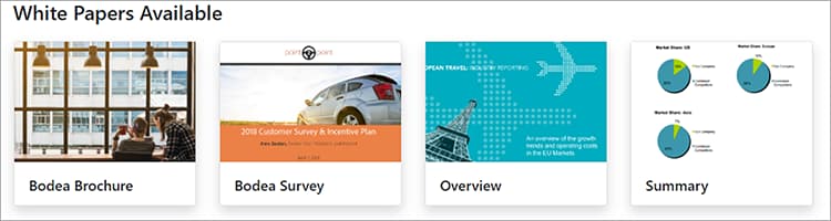 Screenshot of thumbnails for whitepapers