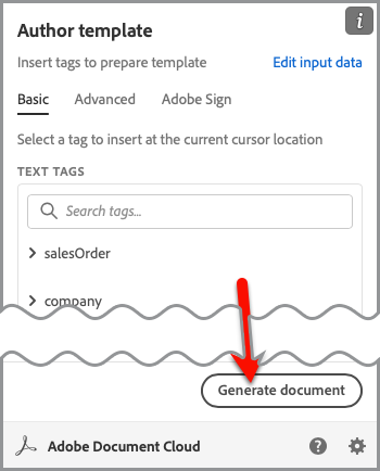 Screenshot of how to preview generated document