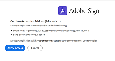 Image of confirm access screen