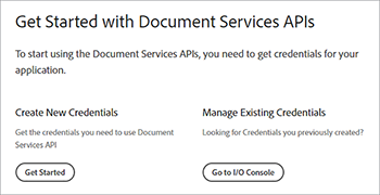 Screenshot of how to create new credentials