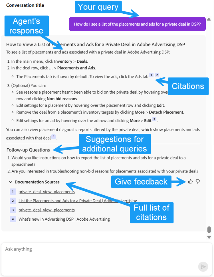 Example of a query and response