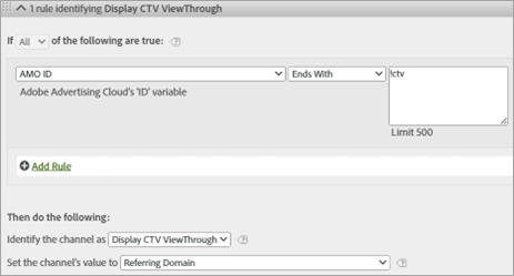 Example of a Display CTV ViewThrough rule