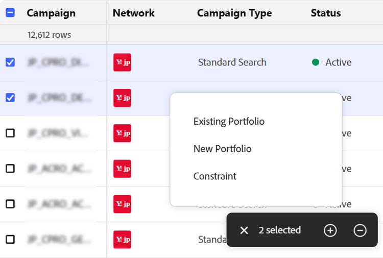 Bulk actions toolbar