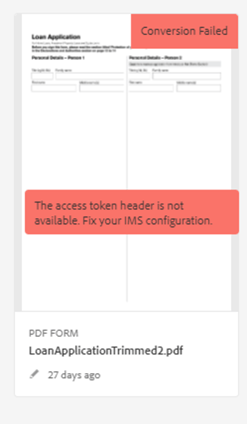 The access token header is not available