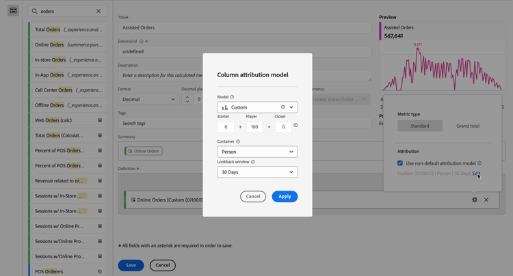 Column attribution model