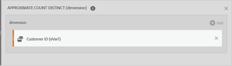 Approximate county distinct new dimension definition showing Customer ID (eVar1)