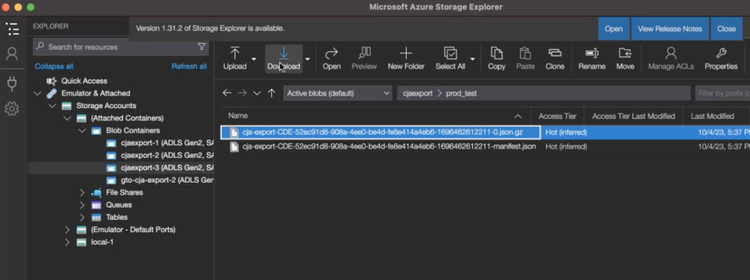 Access files in Azure storage explorer