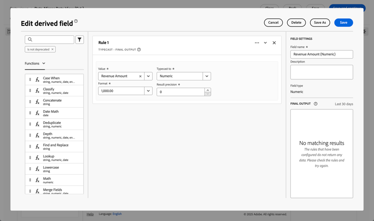 CJA - Data view - Derived field