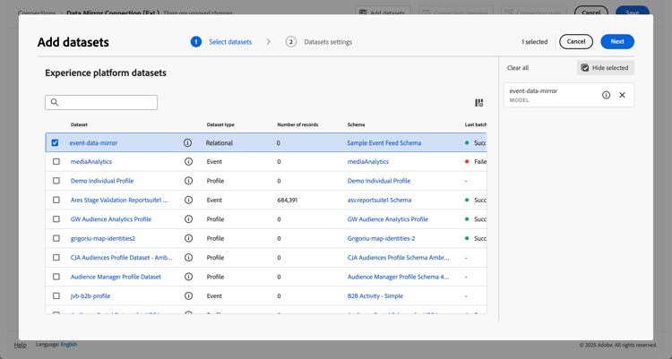 CJA - Connectons - Add dataset