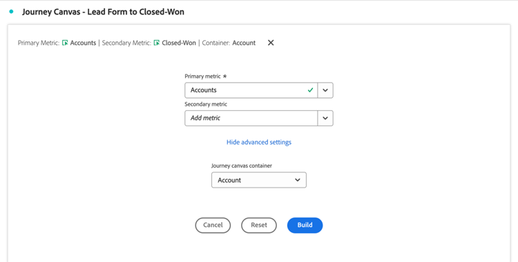 B2B use case - optimize account marketing - journey canvas - config