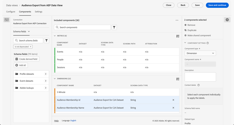 Data view components