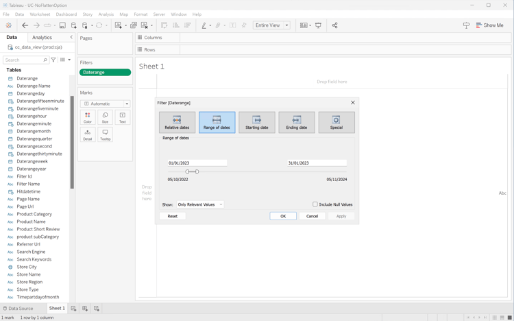 Tableau Desktop Filter