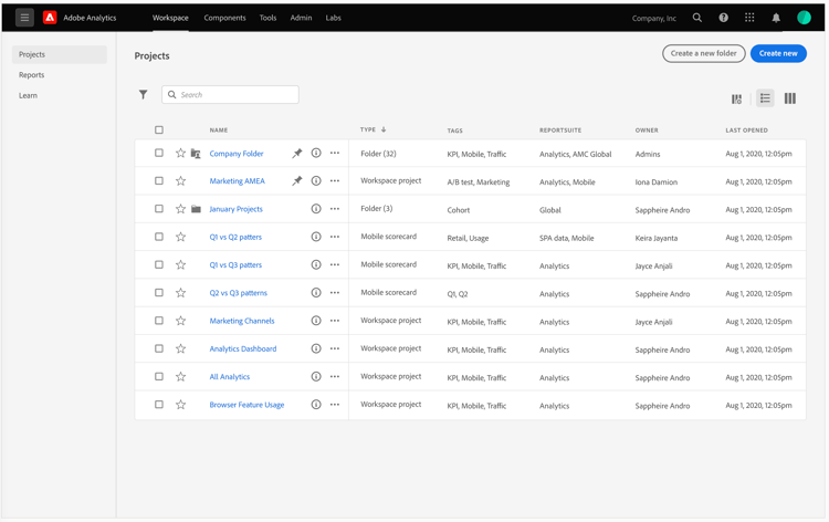 The updated Projects home page list shows the subfolder with three projects.