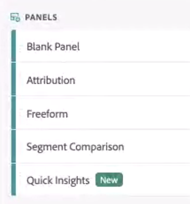 The Panels list highlighting the Quick Insights option.