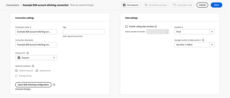 B2B saccount titching configuration