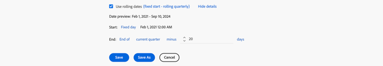 Rolling dates