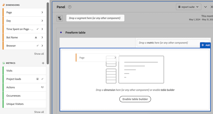 Add dimensions to a project