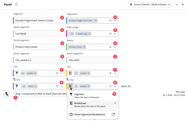 Drop zone for a panel
