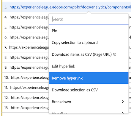 Remove hyperlink from a single dimension item