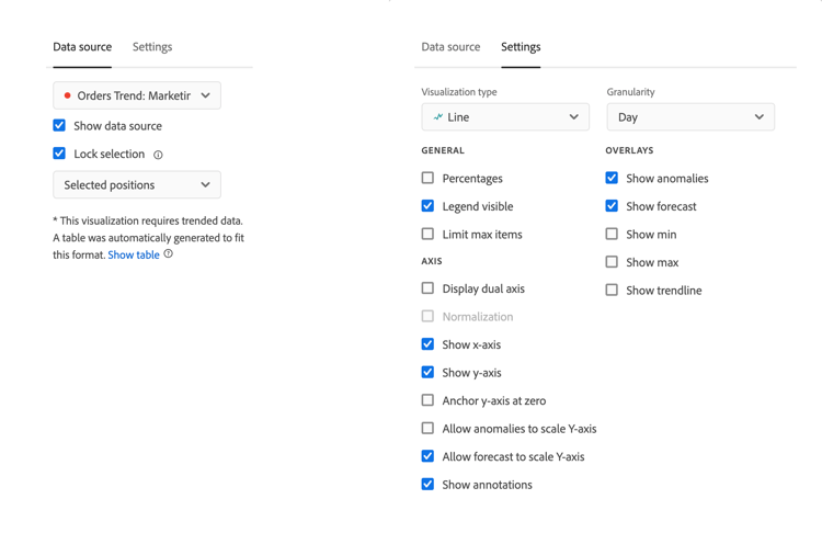 Visualization Settings