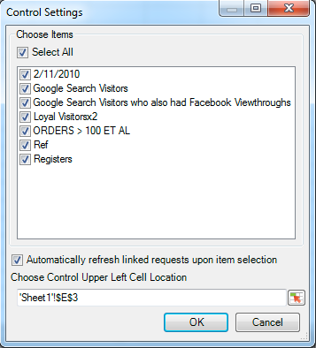 Screenshot of the Control Settings dialog with all setments selected.