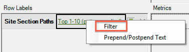 Screenshot highlighting the Filter option.