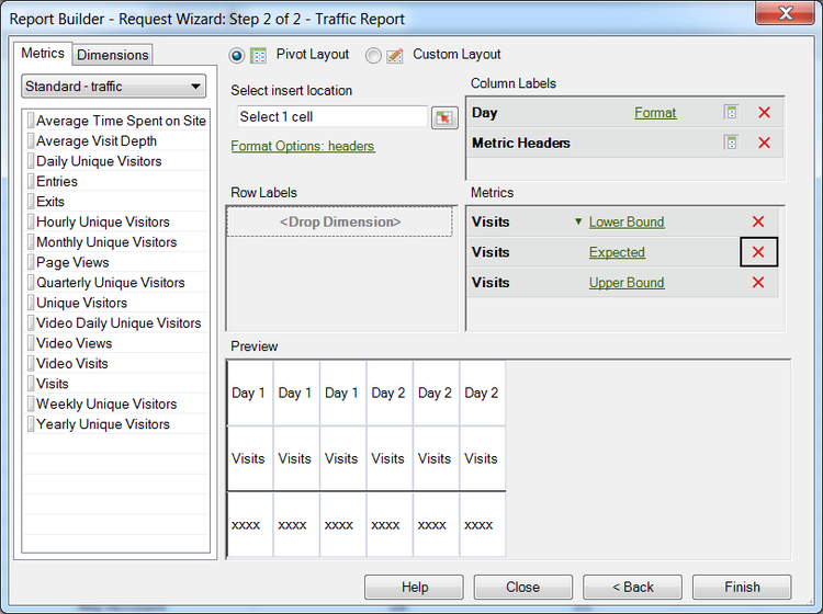 Screenshot showing Request Wizard Step 2 - Traffic Report.