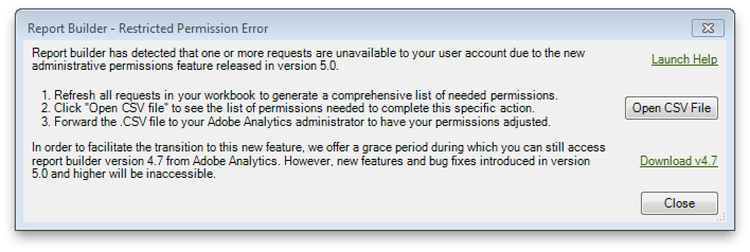 Screenshot showing the Restricted Permission Error message.